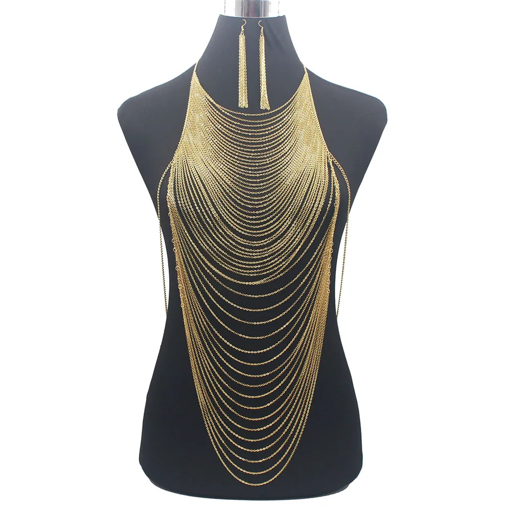 Body Jewelry Materials - Brilhante Barriga Cor Ouro Cadeia Cheia,