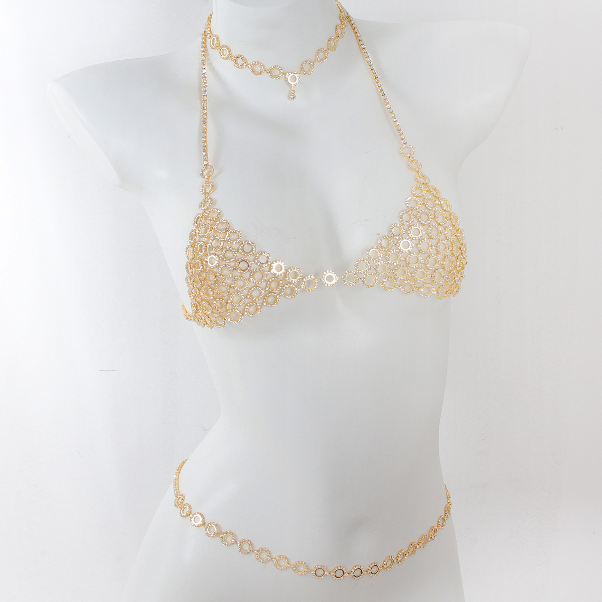Body Jewelry Retainers - Três peças sutiã cintura conjunto cadeia,