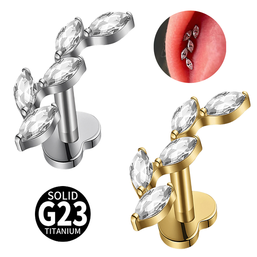 Cluster Stud Ear - Piercing de Cartilagem com Rosca Interna