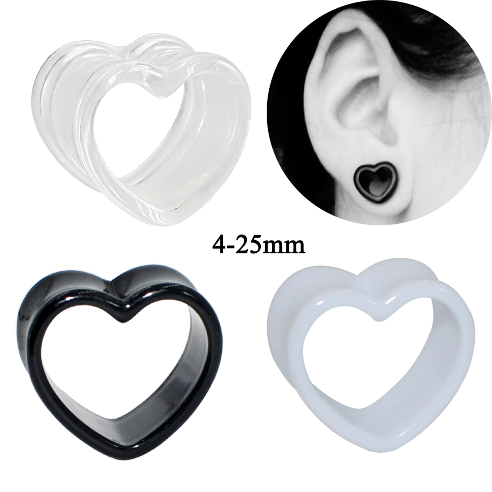 Body Jewelry Ear Gauges - Acrílico amor preto branco em forma