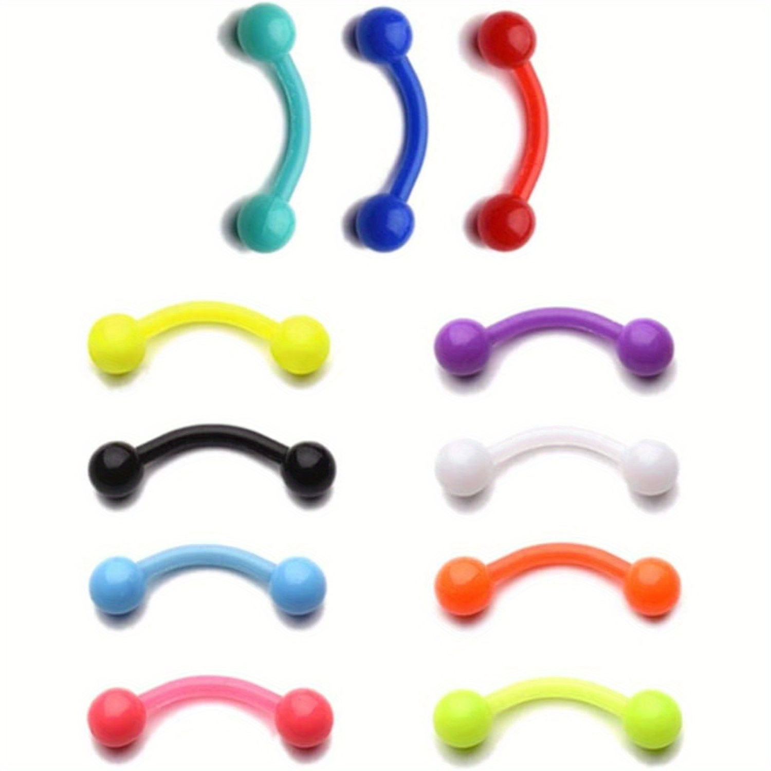 Body Jewelry Materials - 11 pcs 8mm Colorido Plástico Sobrancelha