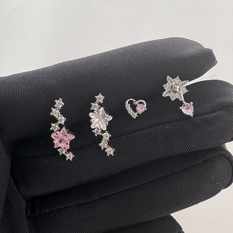 Cluster Stud Ear - Brinco de Titânio Estilo INS com