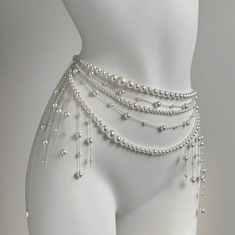 Body Jewelry Brands - Cinto de Cintura Feminino com Pérolas