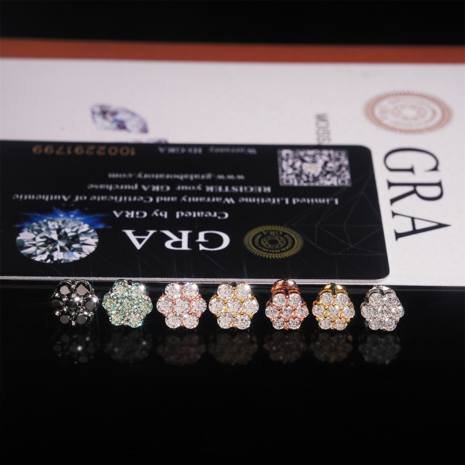 Cluster Stud Ear - Brincos de Prata 925 com Moissanite