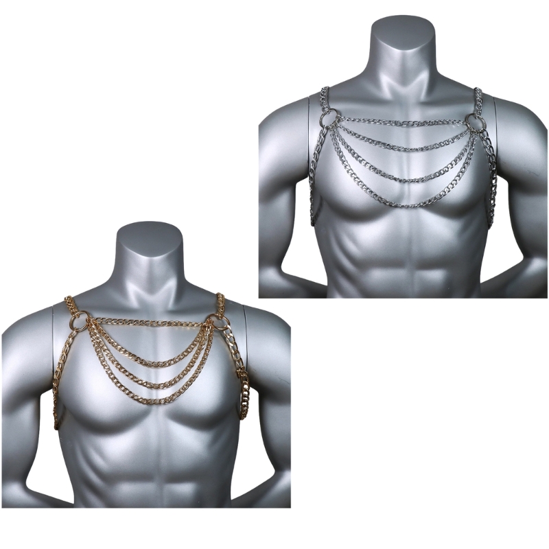 Body Jewelry Retainers - Masculino sexy metal corpo peito corrente