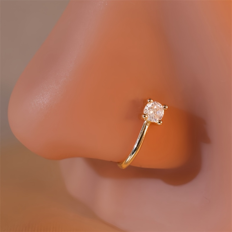 Body Jewelry Materials - Anel de nariz redondo de zircônia,