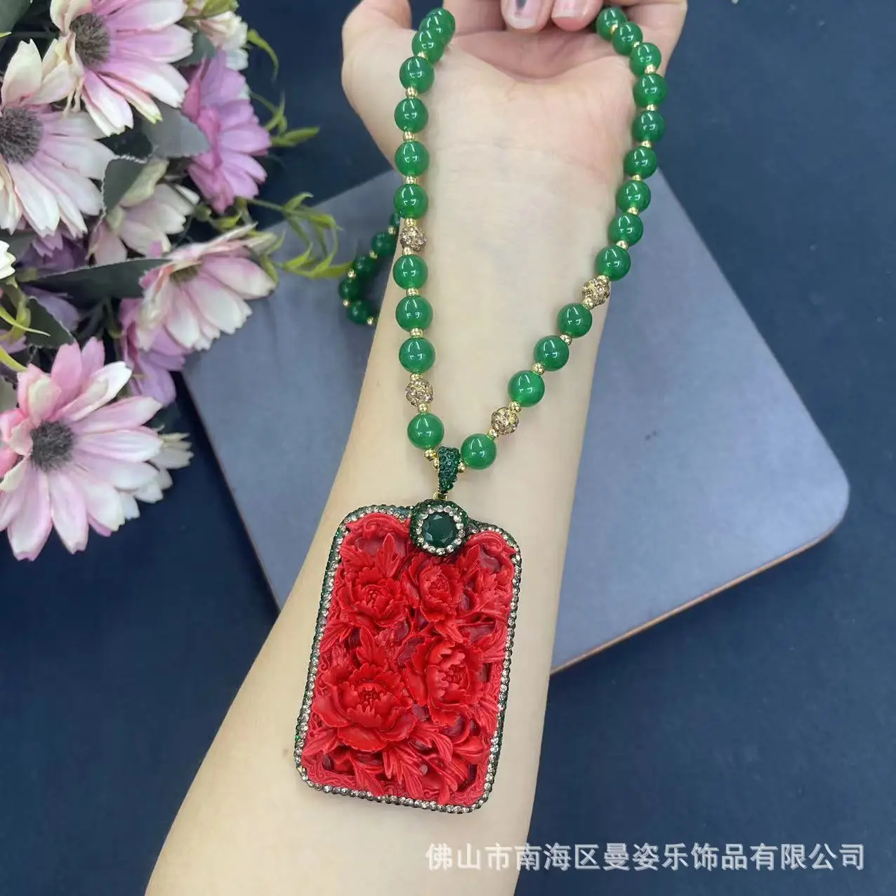 Body Jewelry Brands - Peônia vermelha Flor Pedra Cadeia, Ágata