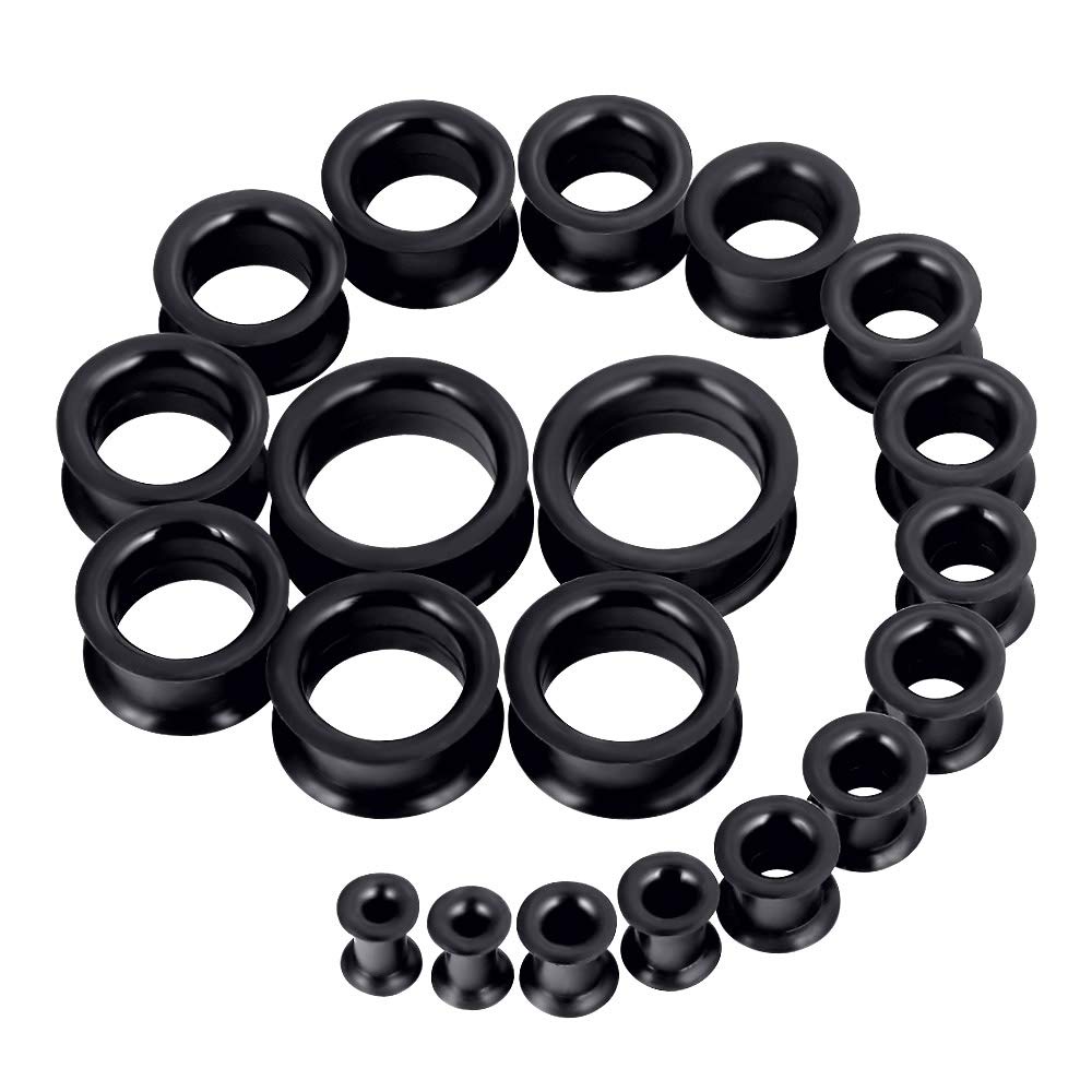 Body Jewelry Ear Gauges - Par supersize flexível cor preta silicone