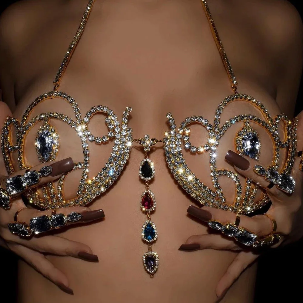 Sutiã de biquíni strass de lux - Body Jewelry Retainers avaliação e preço