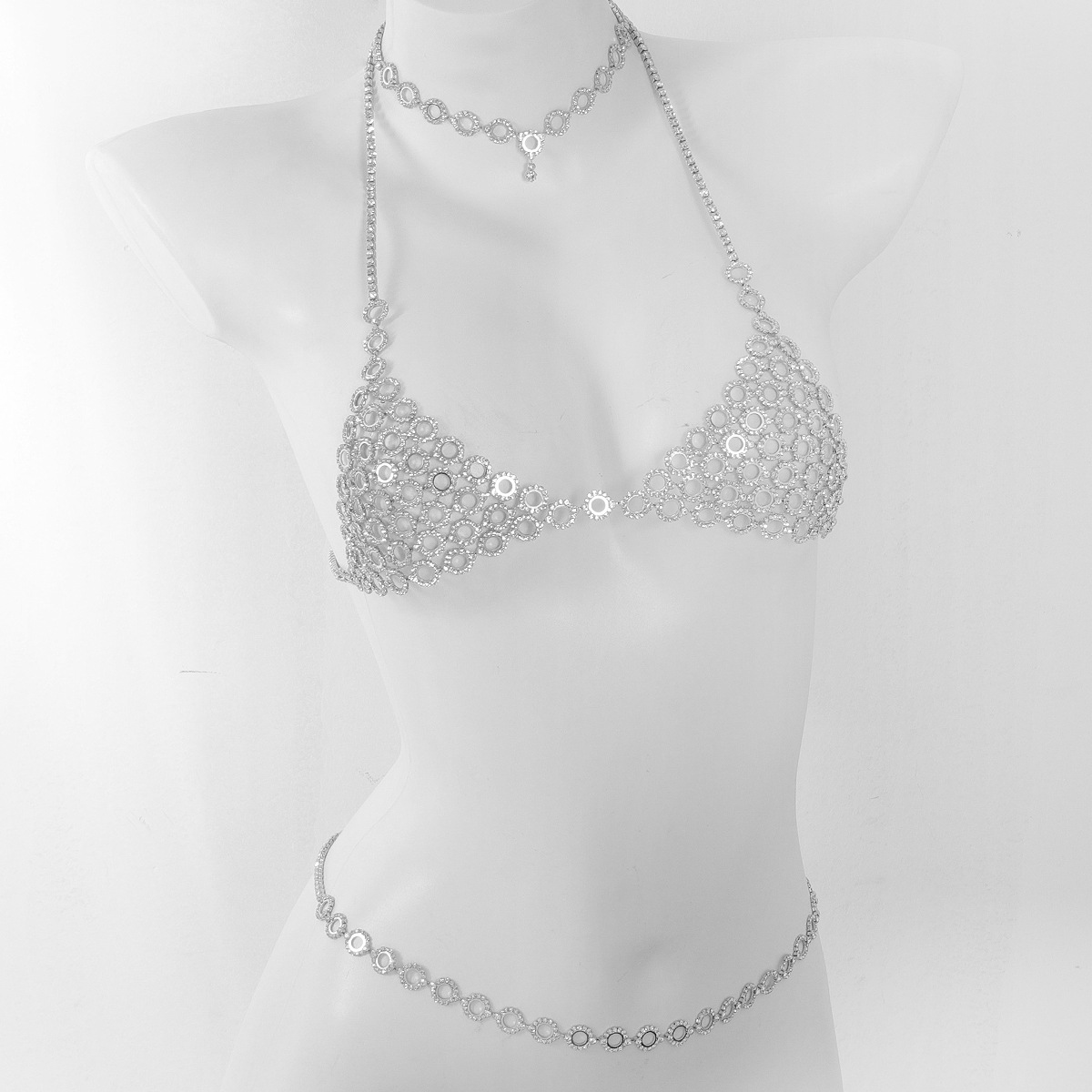 Três peças sutiã cintura conju - Body Jewelry Retainers avaliação e preço
