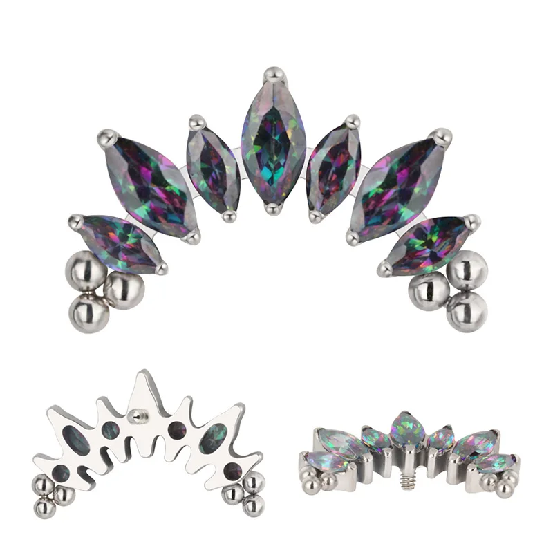 ASTM F136 Titanium PIERC 7 CZ  - Cluster Stud Ear avaliação e preço