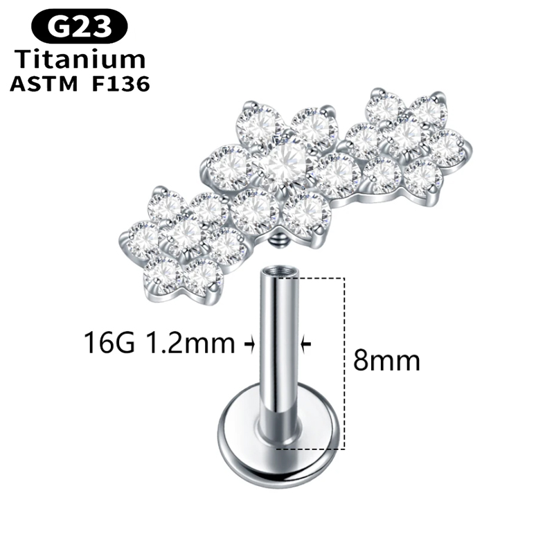 Brinco de titânio g23 com três - Cluster Stud Ear avaliação e preço