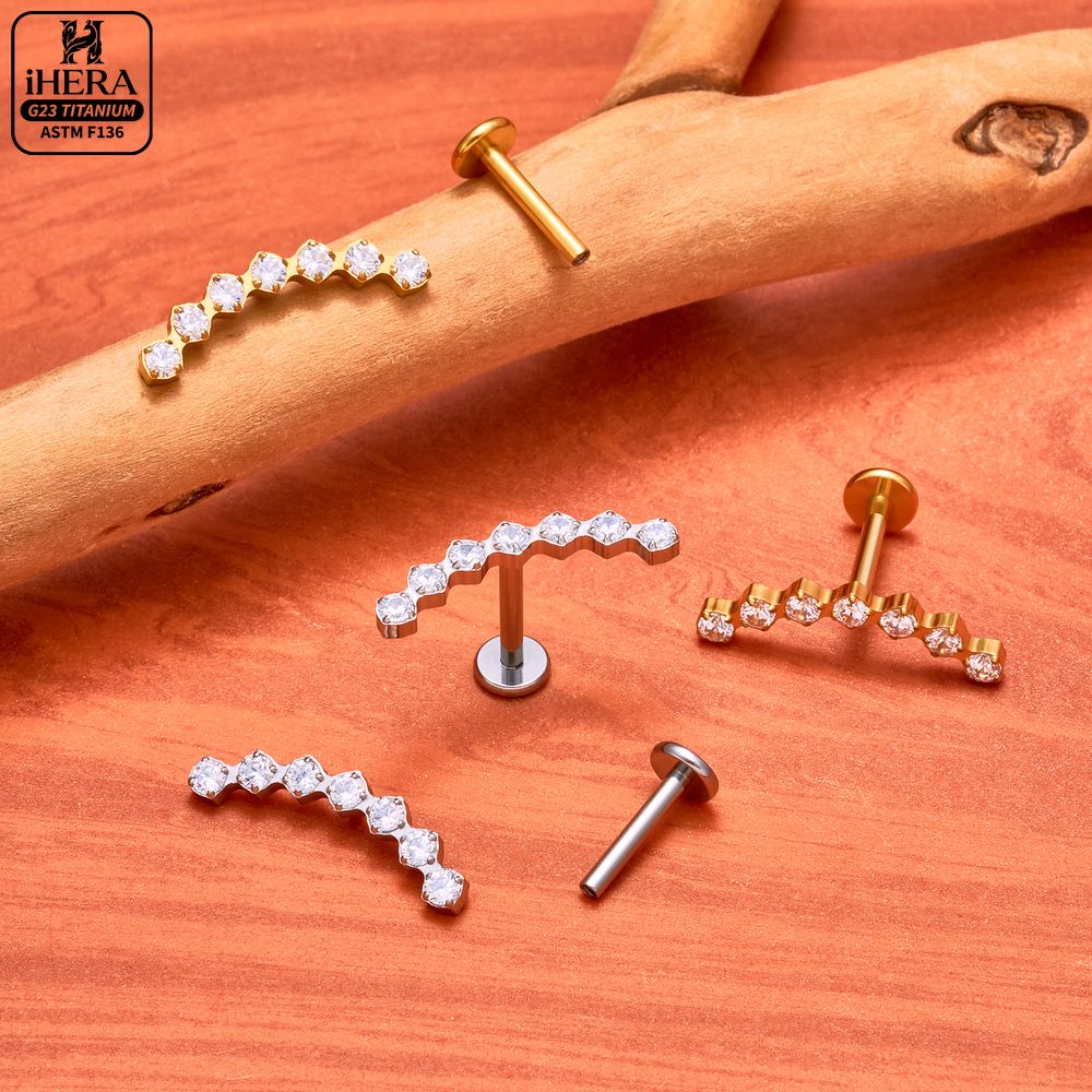 Piercing Labret Curvo de Titân - Cluster Stud Ear avaliação e preço
