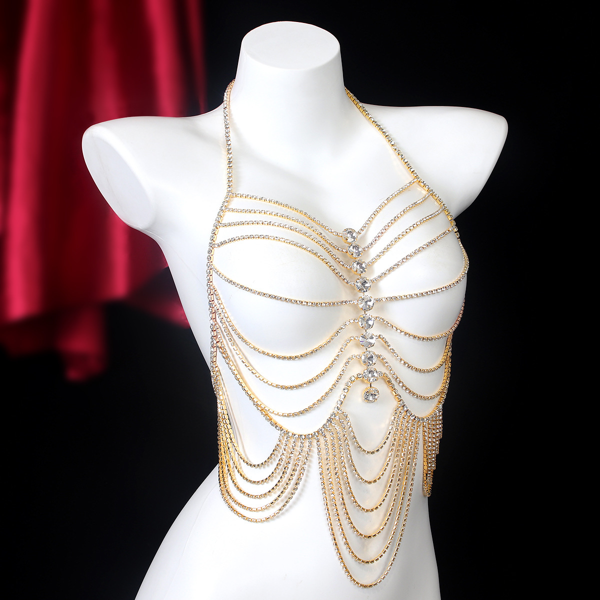 Corrente Peito Strass Stripe T - Body Jewelry Retainers avaliação e preço