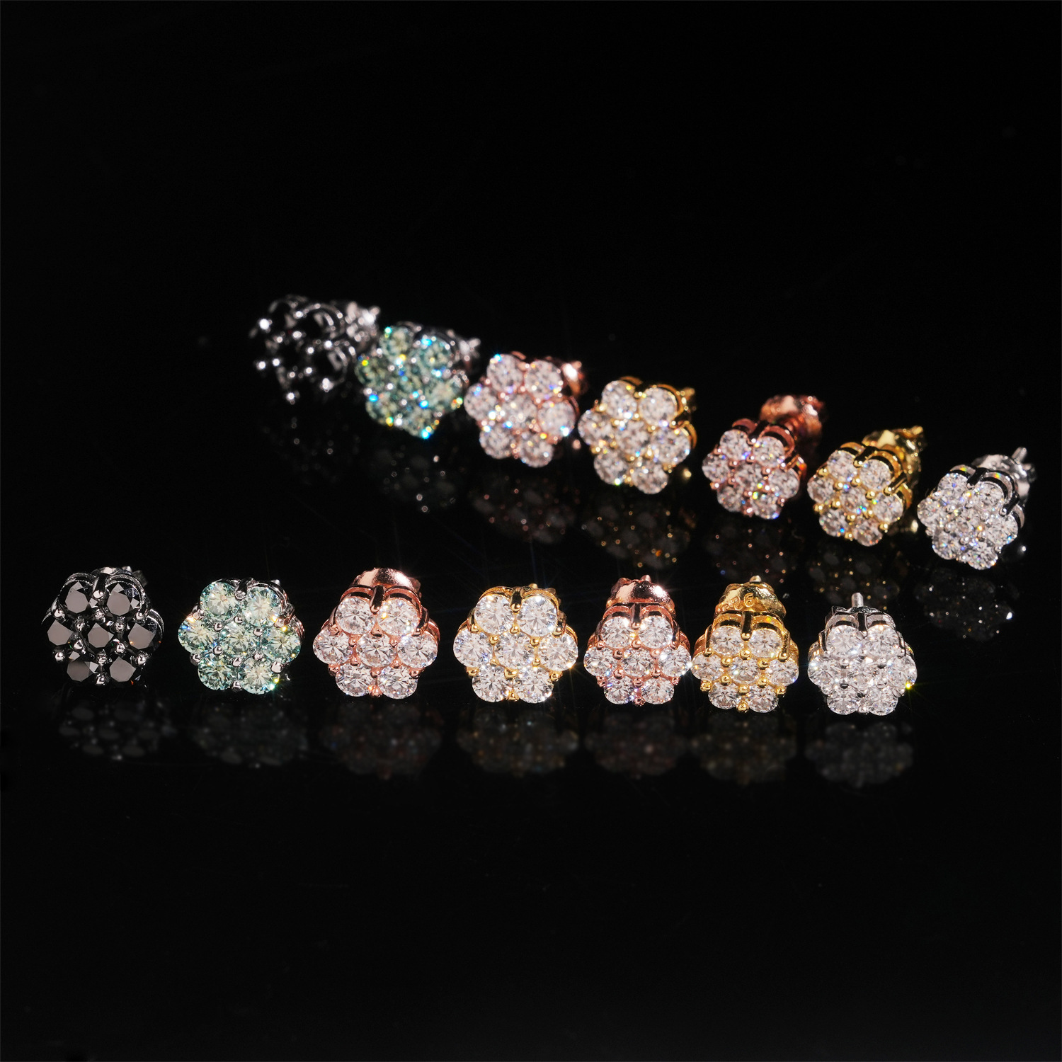 Brincos de Prata 925 com Moiss - Cluster Stud Ear avaliação e preço