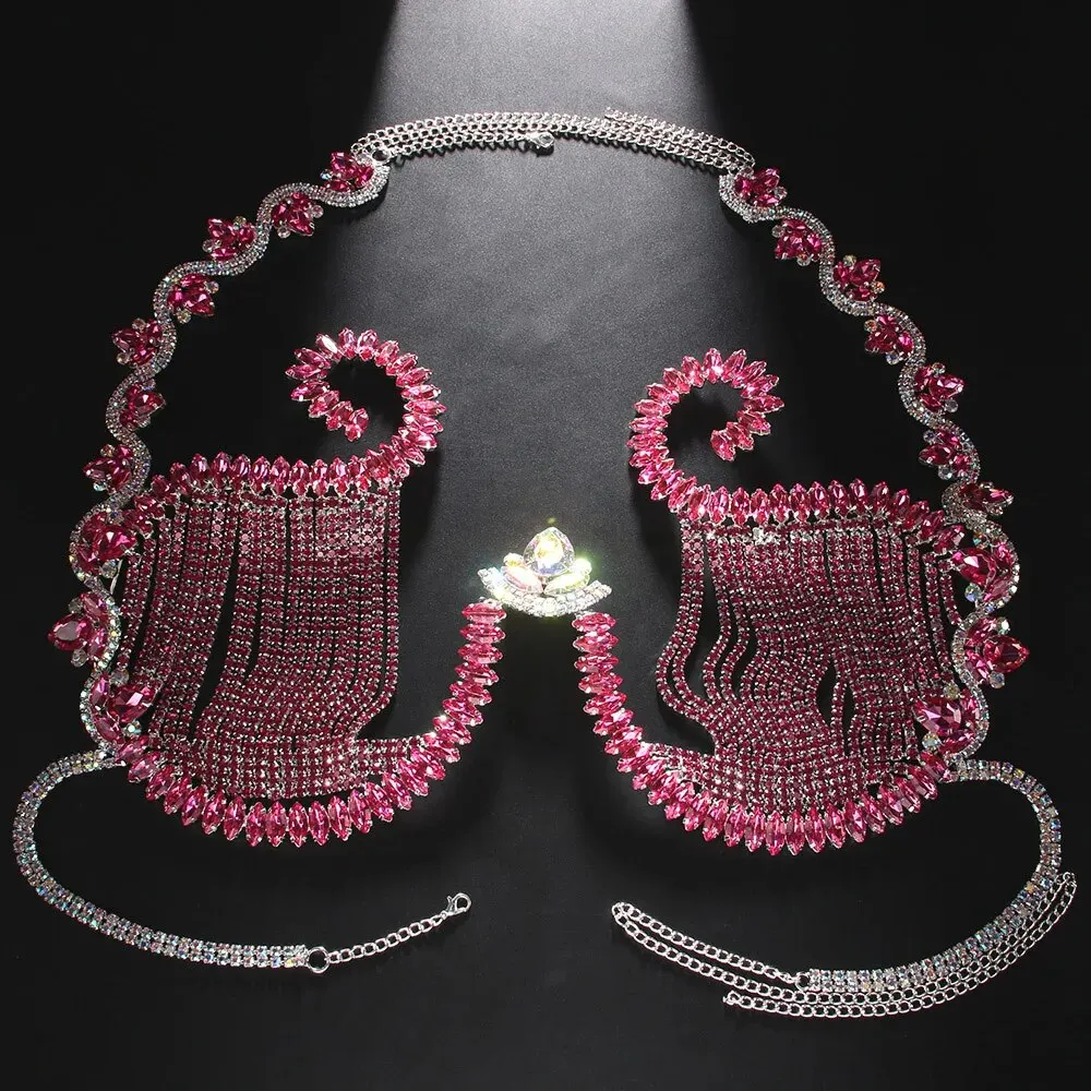 Rave Rosa Cristal Peito Suport - Body Jewelry Retainers avaliação e preço