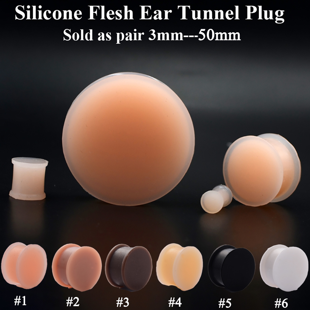 1 par de silicone flexível gro - Body Jewelry Ear Gauges avaliação e preço