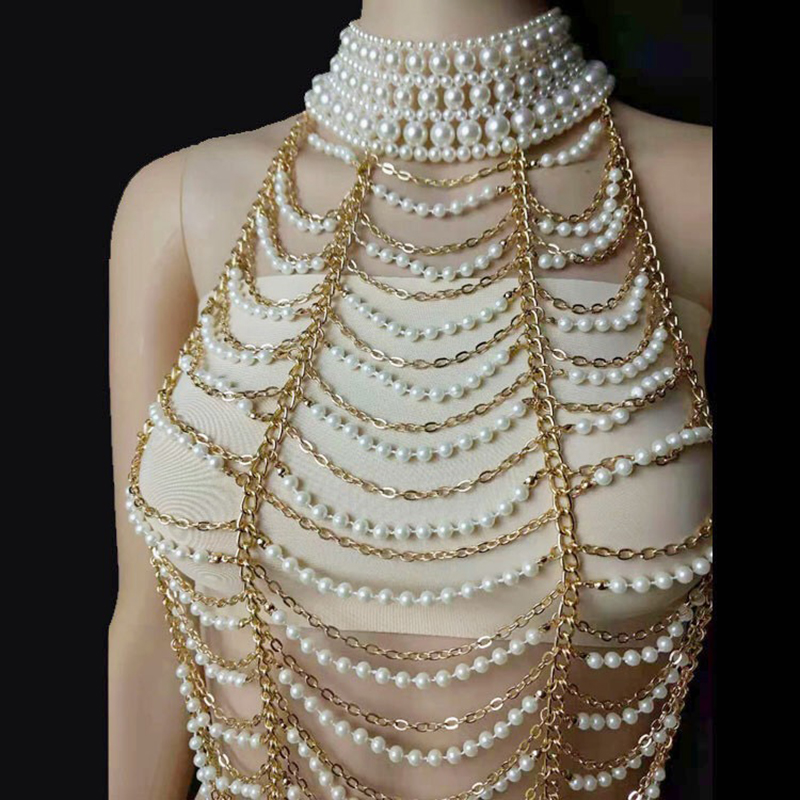 Colar de pérolas multicamadas  - Body Jewelry Brands avaliação e preço