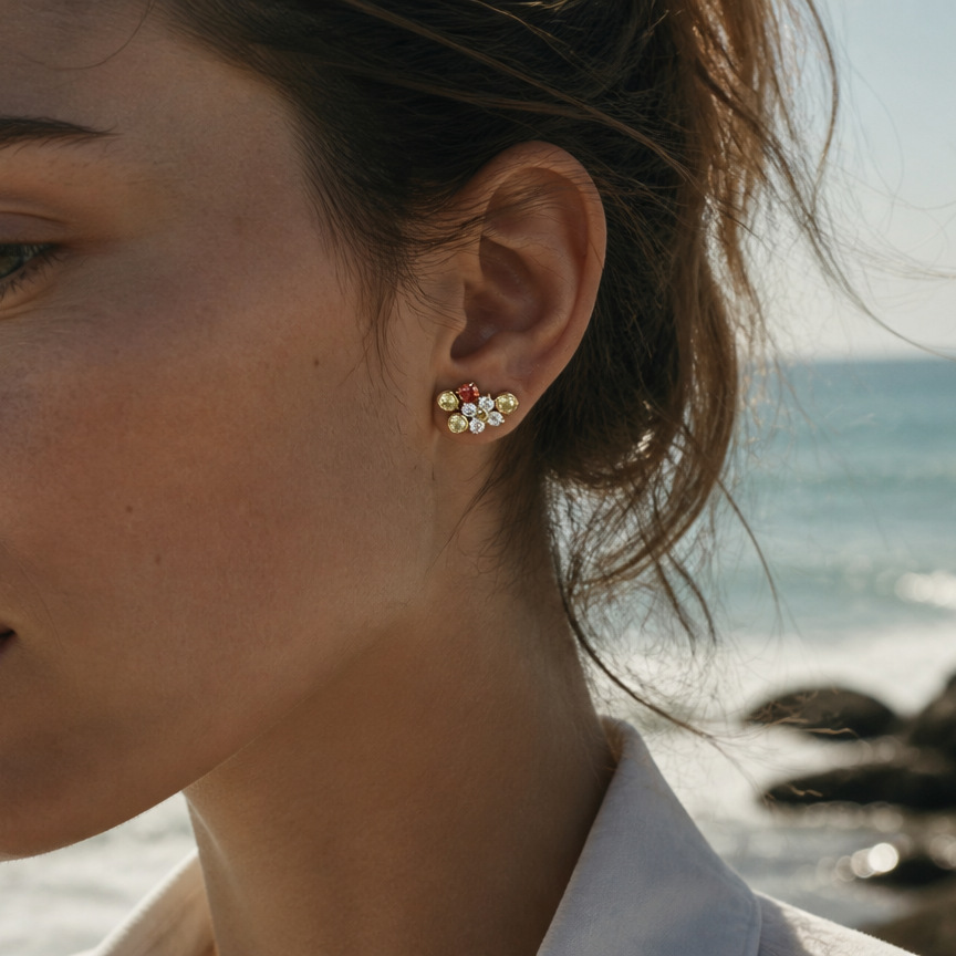 Brincos de Aço Inoxidável com  - Cluster Stud Ear avaliação e preço
