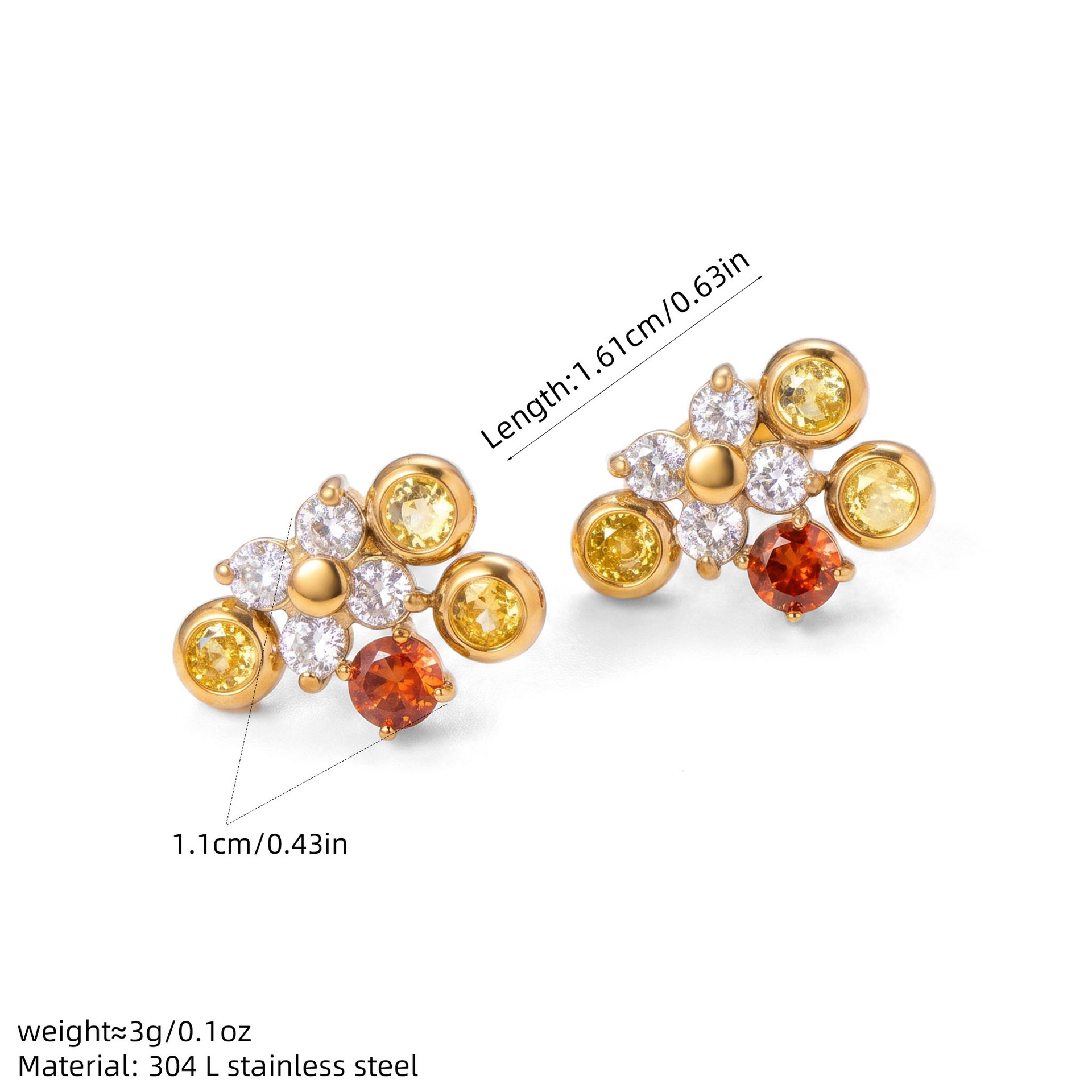 Brincos de Aço Inoxidável com  - Cluster Stud Ear avaliação e preço