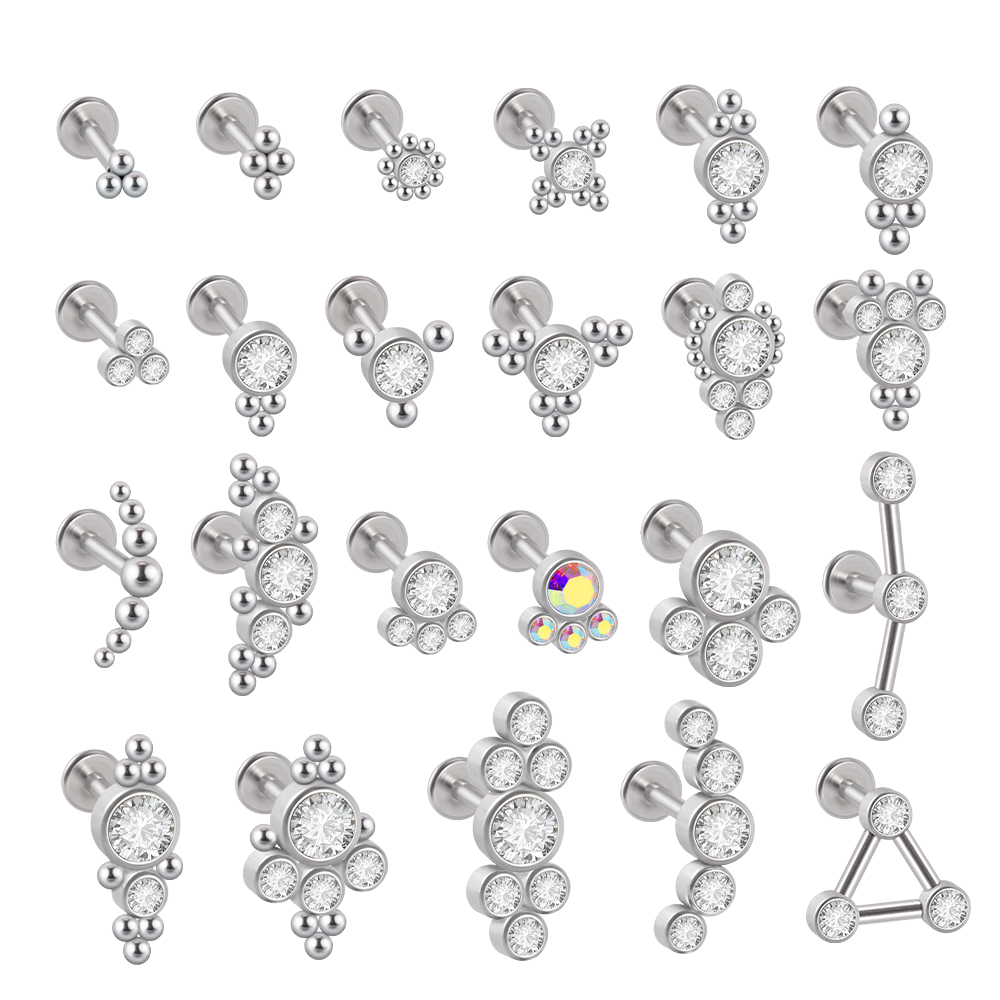 Aço Plated Zircon Labret Lip R - Cluster Stud Ear avaliação e preço