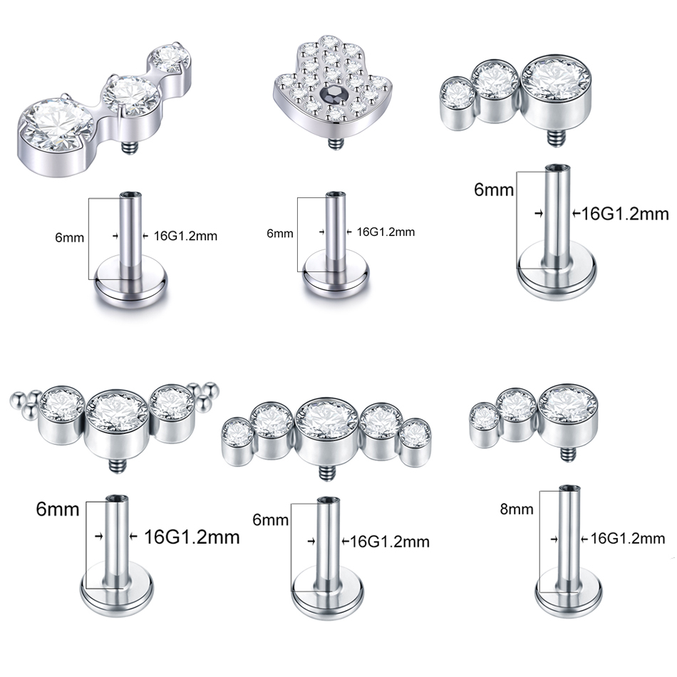 1 peça titânio 16g cz gema lab - Cluster Stud Ear avaliação e preço